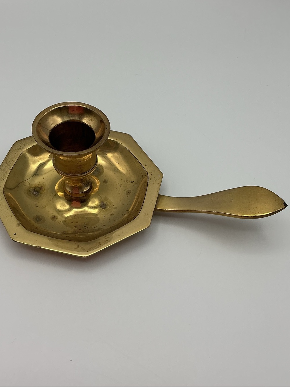 Brass Chamberstick Candle Holder with Handle - Vintage 70s